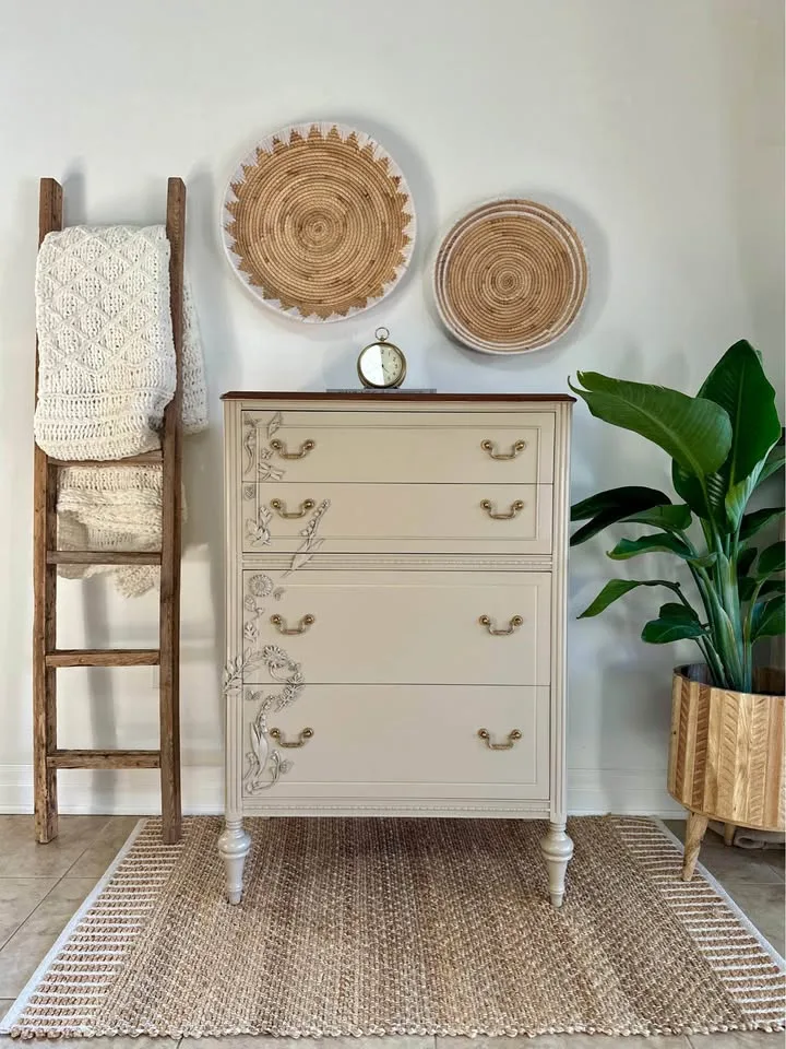 Gorgeous Refinished Antique Small Griege Dresser image indicator(2)