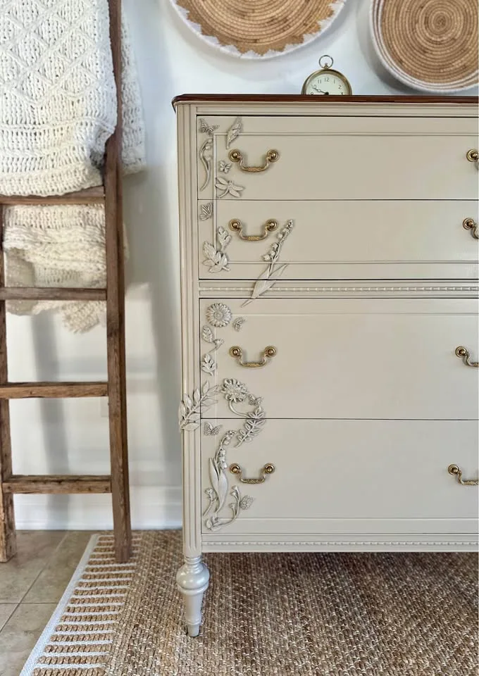 Gorgeous Refinished Antique Small Griege Dresser image indicator(6)