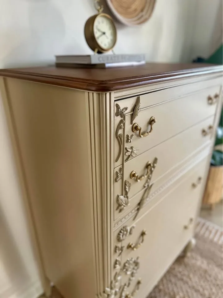 Gorgeous Refinished Antique Small Griege Dresser image indicator(7)