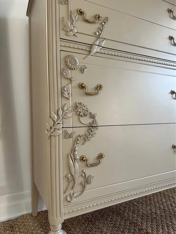 Gorgeous Refinished Antique Small Griege Dresser image indicator(8)