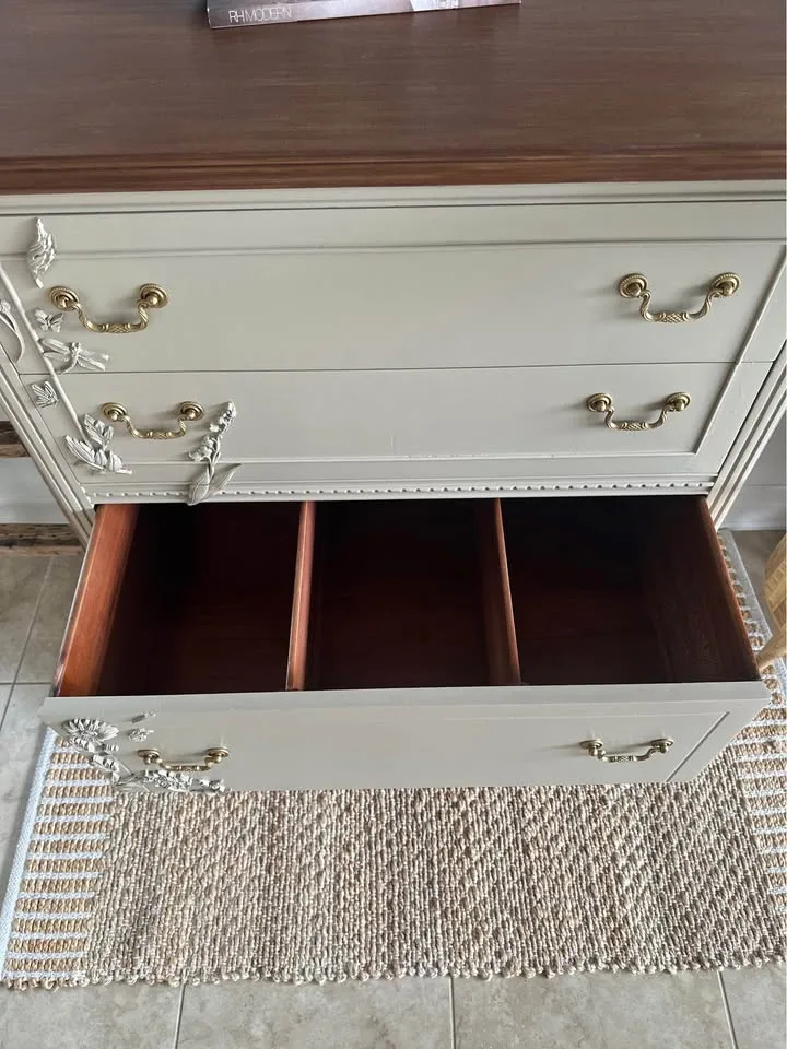 Gorgeous Refinished Antique Small Griege Dresser image indicator(9)