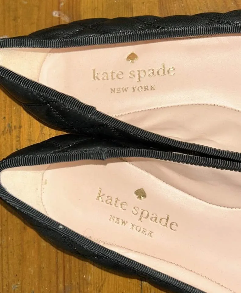 Kate Spade Black Leather Paris Ballet Flats - SZ 8.5 image indicator(3)