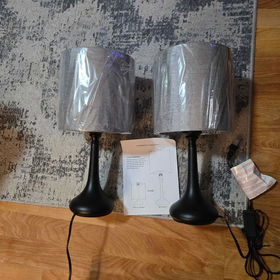 2 Pack Table Bedside Lamps. Grey image indicator(2)
