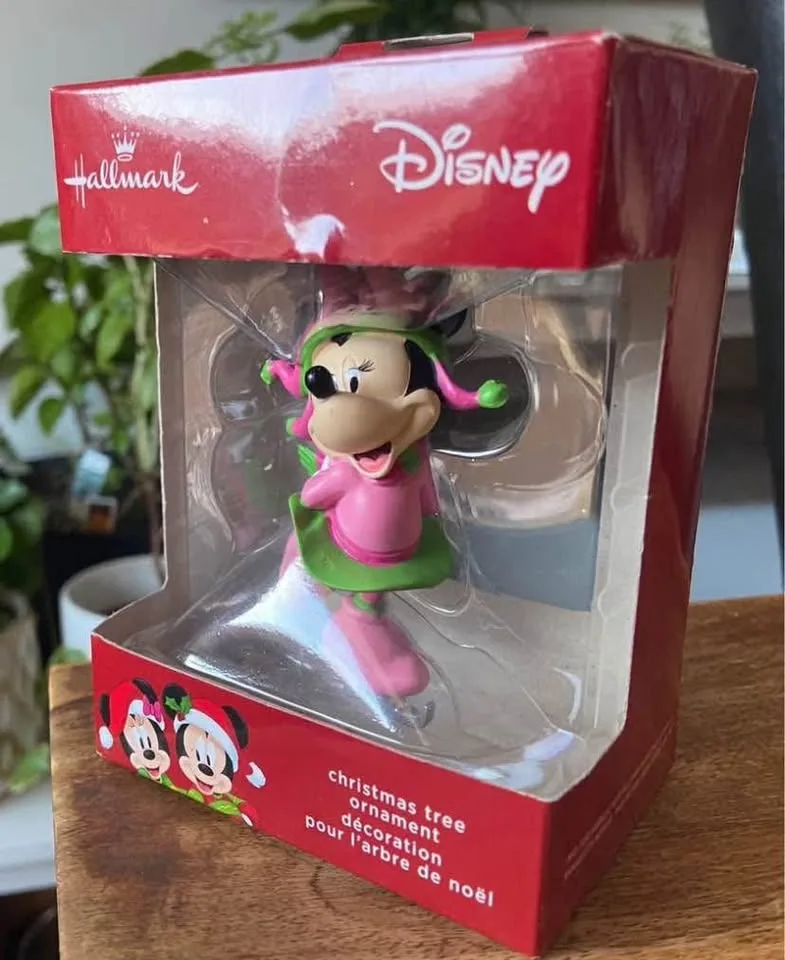EUC: Hallmark Disney Minnie Mouse Ice Skating Red Box Tree Ornam image indicator(2)