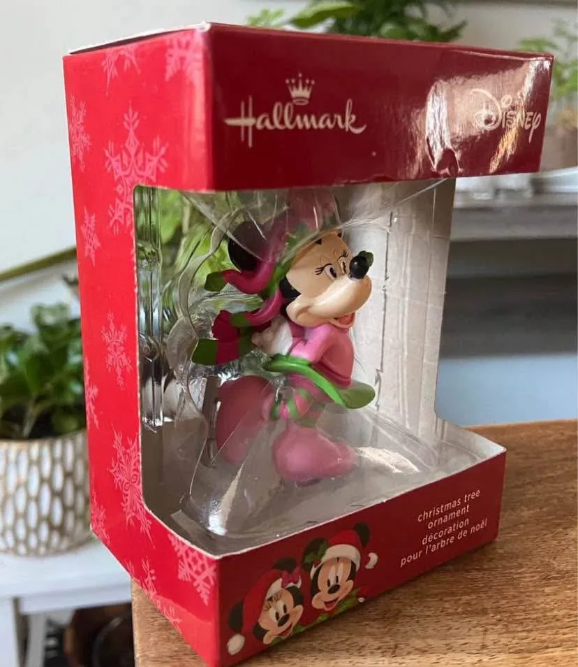 EUC: Hallmark Disney Minnie Mouse Ice Skating Red Box Tree Ornam image indicator(3)