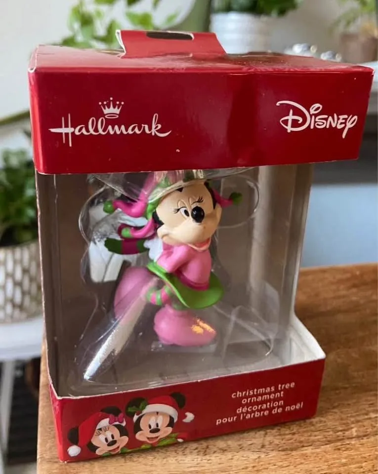 EUC: Hallmark Disney Minnie Mouse Ice Skating Red Box Tree Ornam image indicator(4)