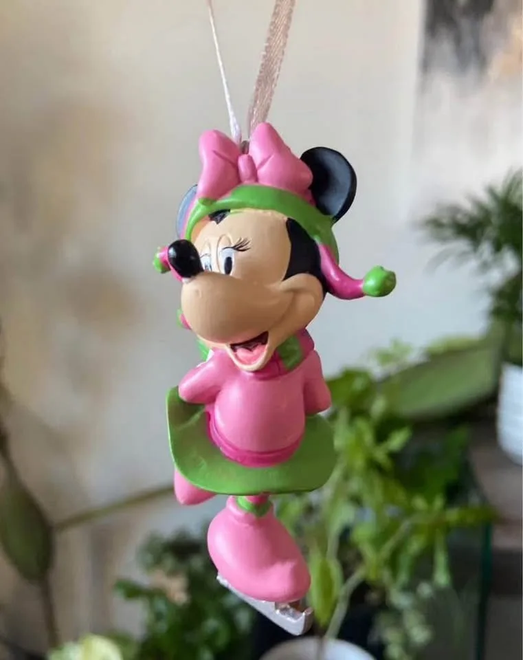 EUC: Hallmark Disney Minnie Mouse Ice Skating Red Box Tree Ornam image indicator(9)