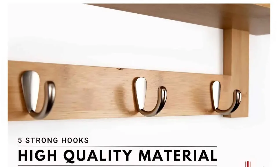5 Hooks Coat Rack with Shelf- Walnut color image indicator(4)