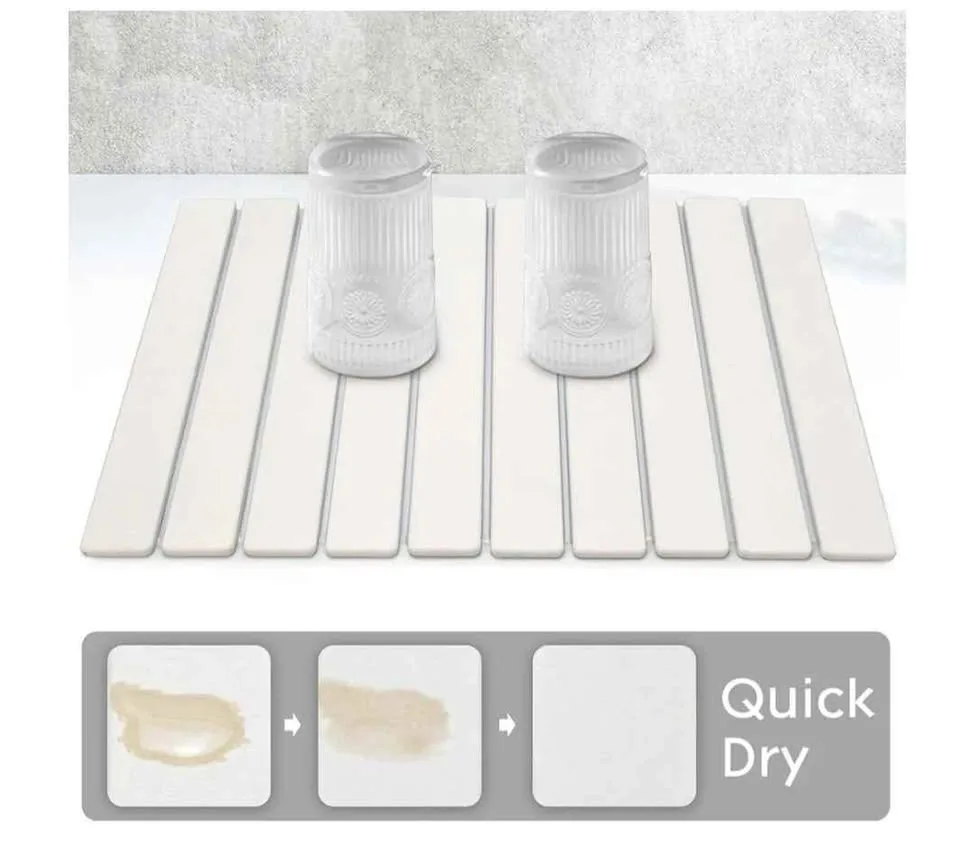 Large Stone Dish Drying Mats for Kitchen Counter,  Quick Dry Col image indicator(4)