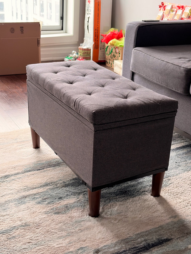Moving Sale - Grey Ottoman Bench with Storage