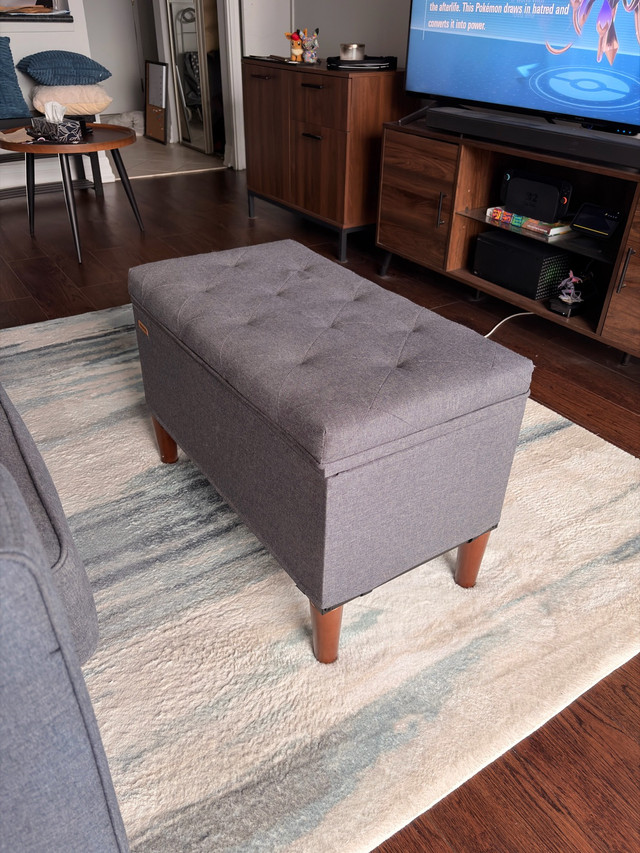 Moving Sale - Grey Ottoman Bench with Storage - photo 2