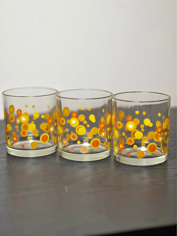 1970s Mod Polka Dot Glasses - Set of 3