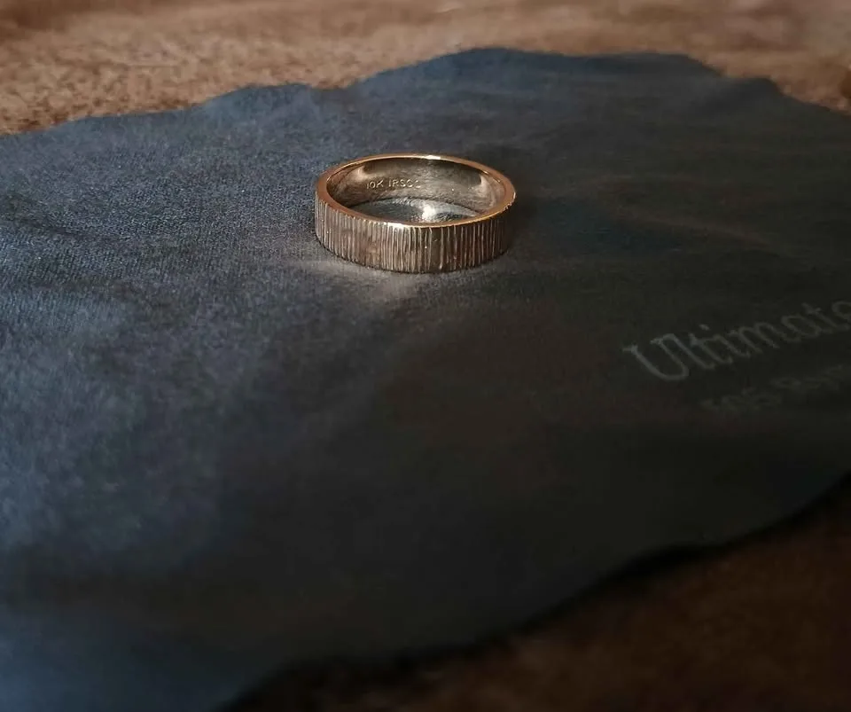 Custom Grooved Vintage 10k/14k Gold Wedding Band Set! image indicator(4)