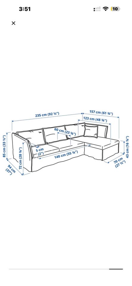 Moving Sale! IKEA Backsalen three seater sofa - photo 2