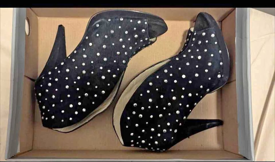 INC Black Rhinestone Heels 6M