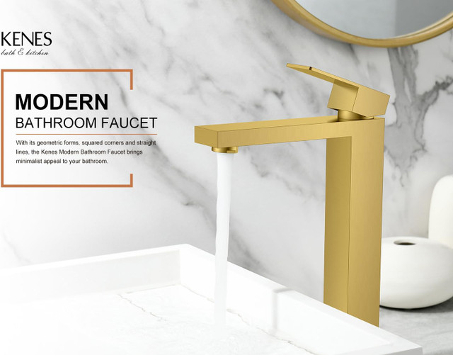 Kenes Matte Gold Tall Single Lever Basin Mixer
