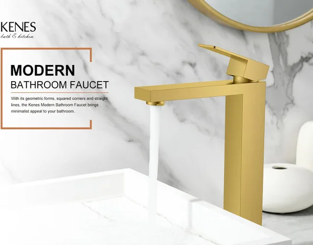 Kenes Matte Gold Tall Single Lever Basin Mixer thumbnail