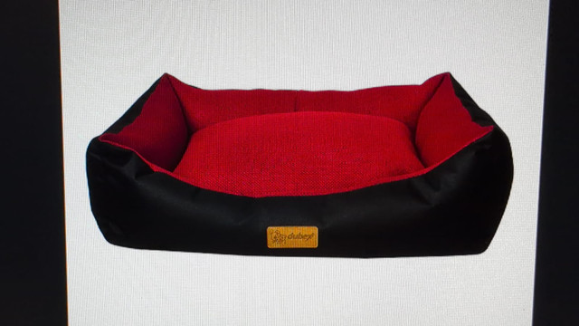 Large Raised-Side Pet Bed – Red/Black | Durable & Washable - photo 2