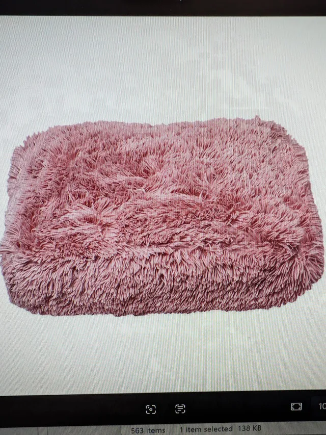 Plush Rectangular Pet Bed – Light Pink | Small | 56 x 40 x 13 cm thumbnail
