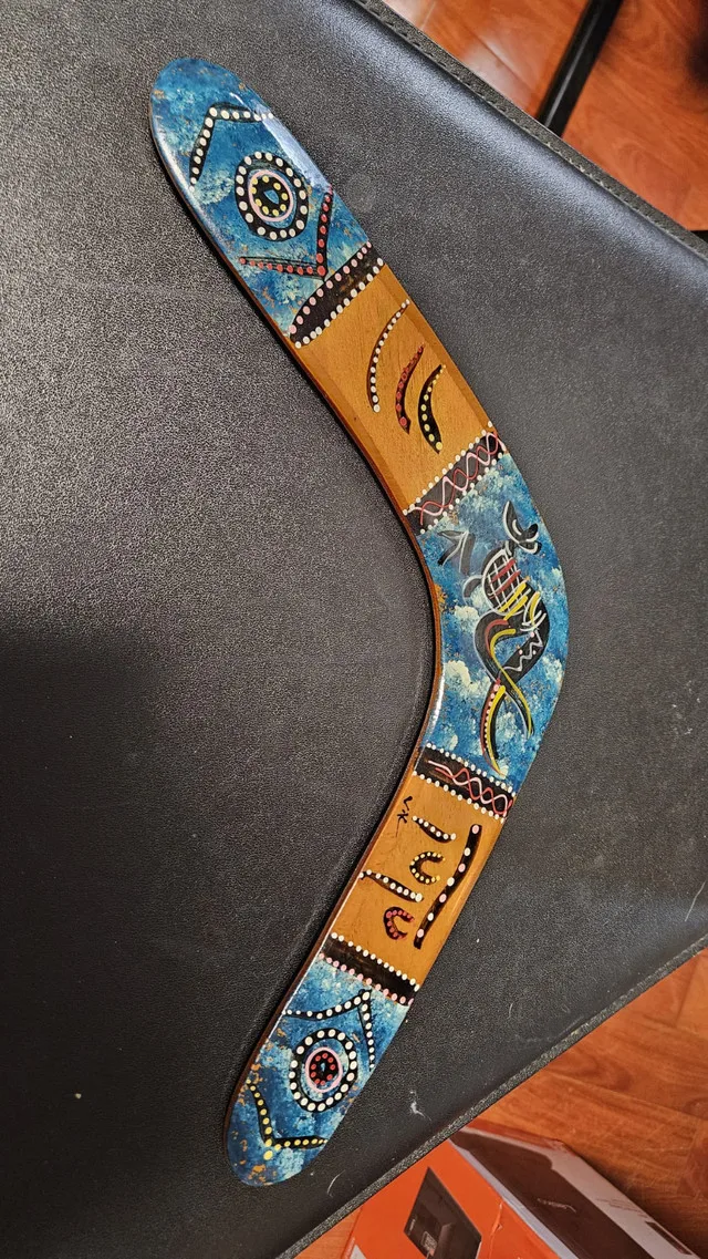 10.5" Hand-Painted Australian Boomerang – Decorative | $50 thumbnail