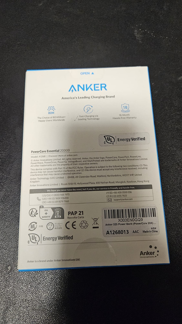 New Anker 20,000mAh Power Bank – Black | $45