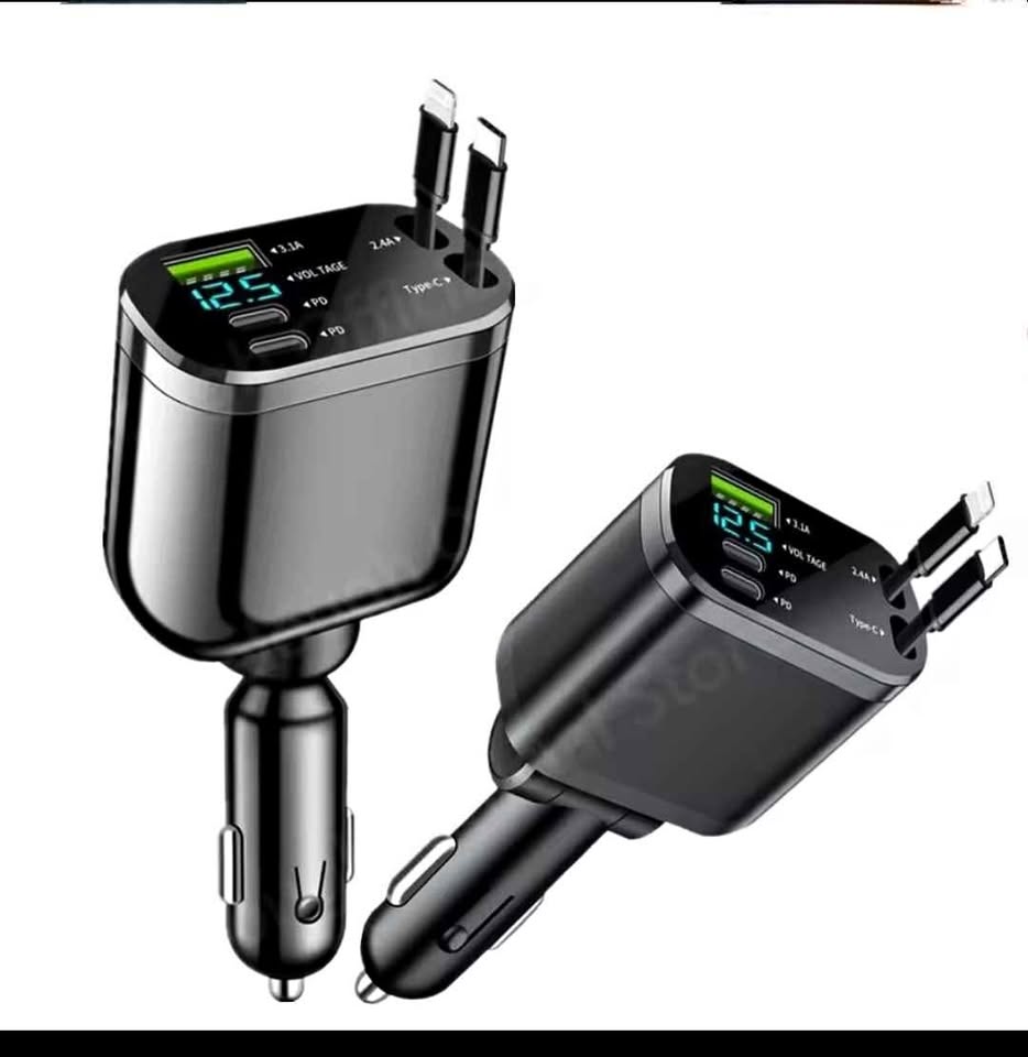 Premium Fast Car Charger with retractable cables only $15 (Brand