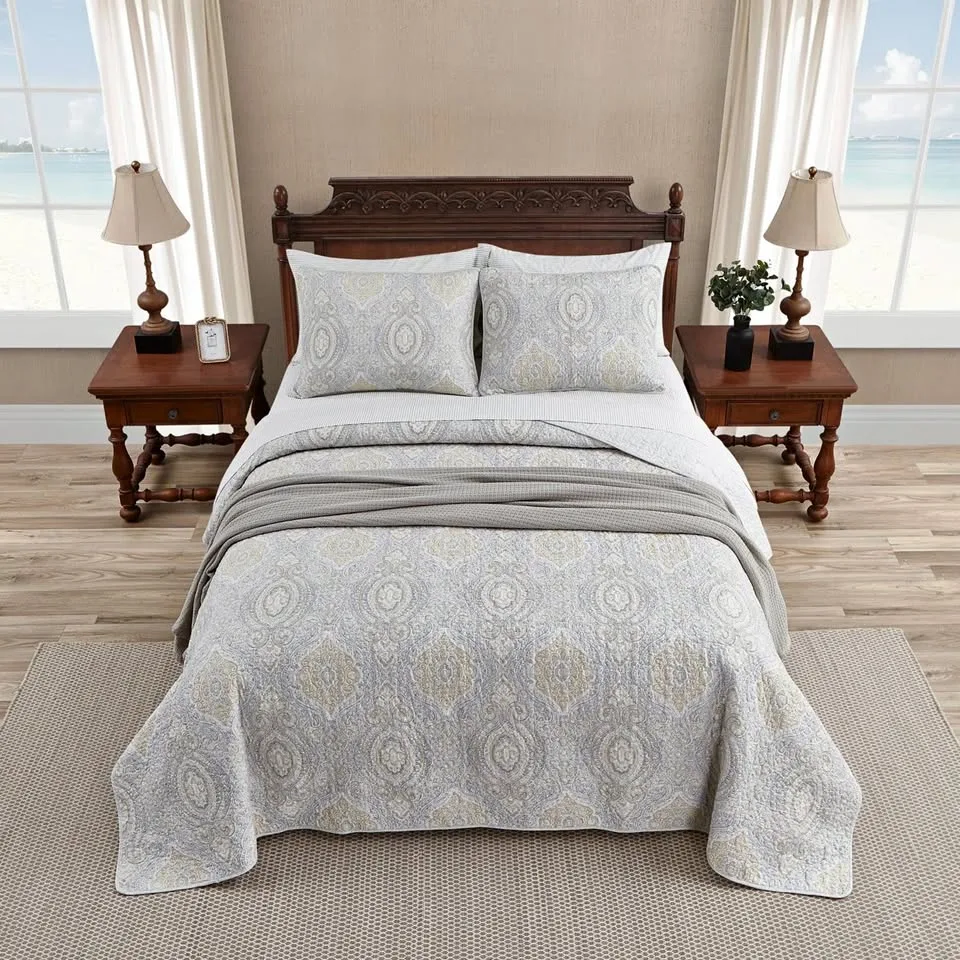 New Tommy Bahama Turtle Cove Cotton Reversible Quilt Set thumbnail