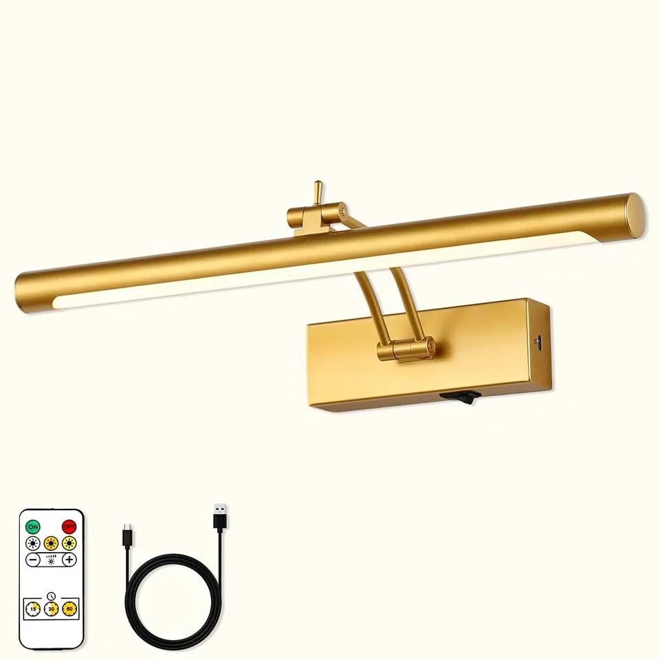 New Brushed Gold LED Picture Light w/ Remote thumbnail