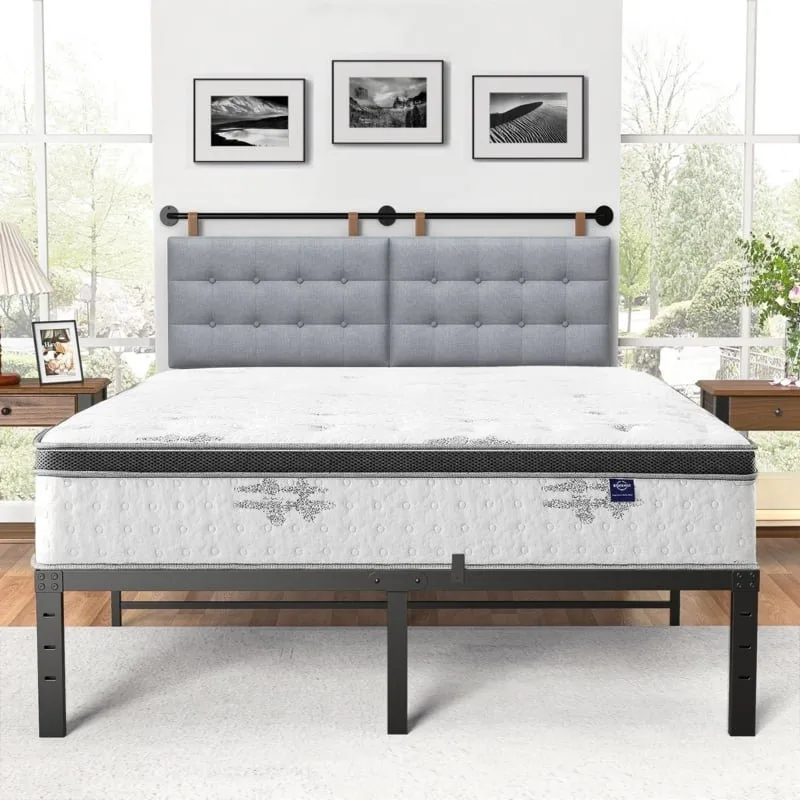New Wall Mounted Gray Upholstered Headboard King Size image indicator(2)