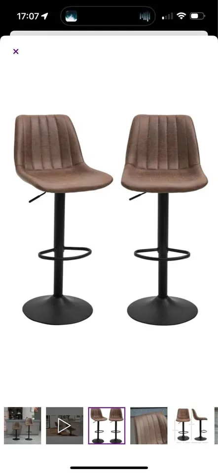 Brown Leather Adjustable Height Counter Chairs