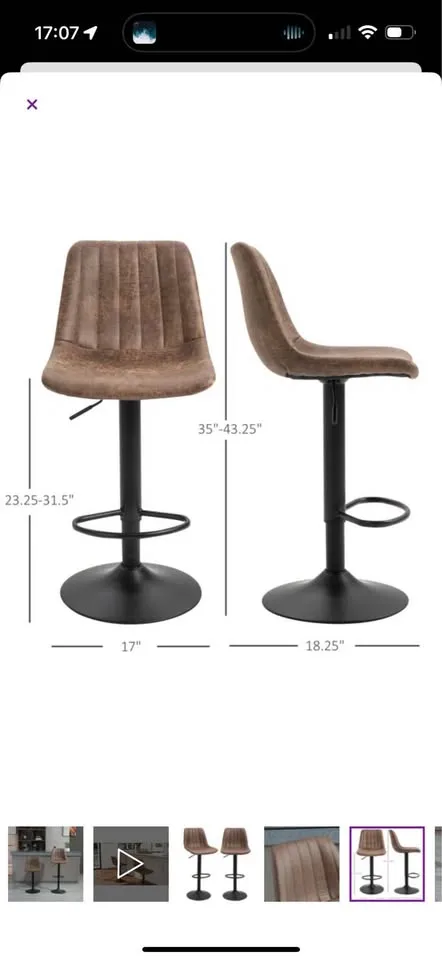 Brown Leather Adjustable Height Counter Chairs image indicator(2)