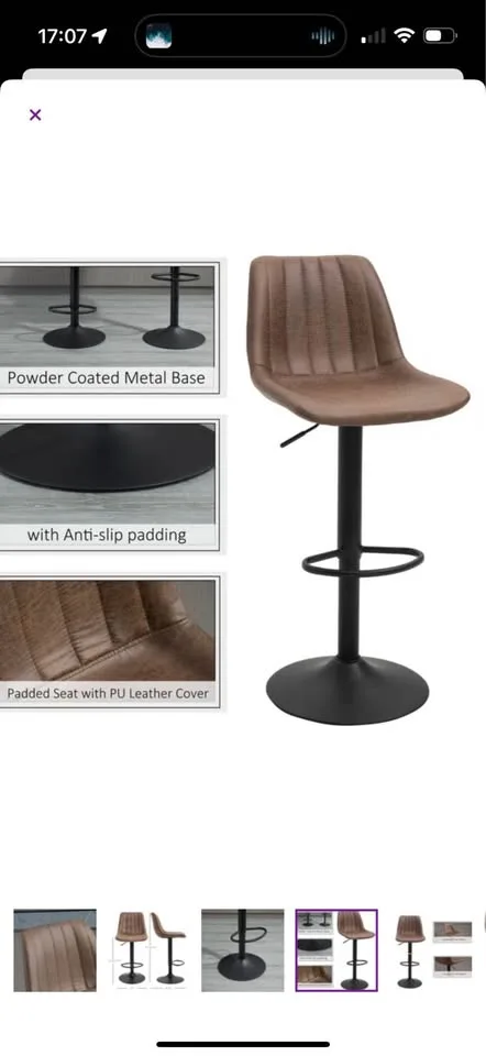 Brown Leather Adjustable Height Counter Chairs image indicator(3)