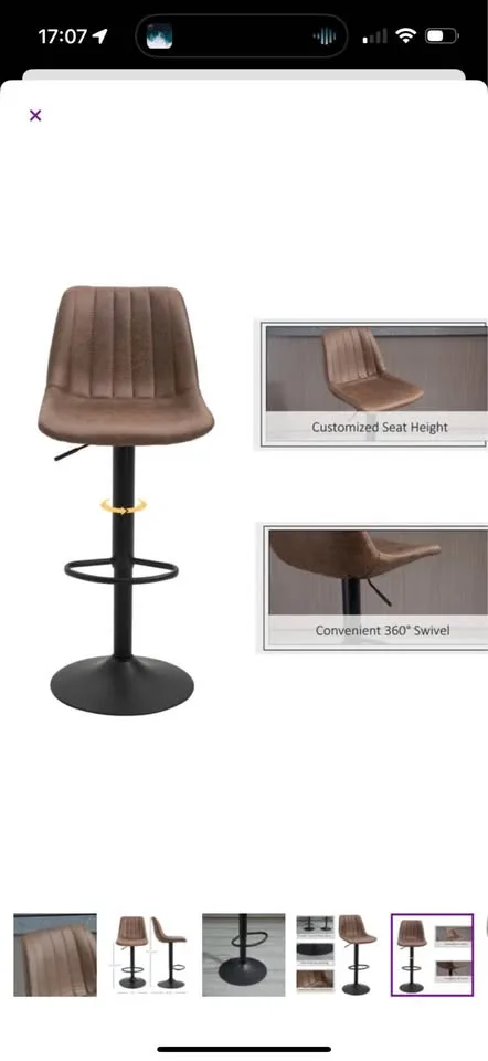 Brown Leather Adjustable Height Counter Chairs image indicator(4)