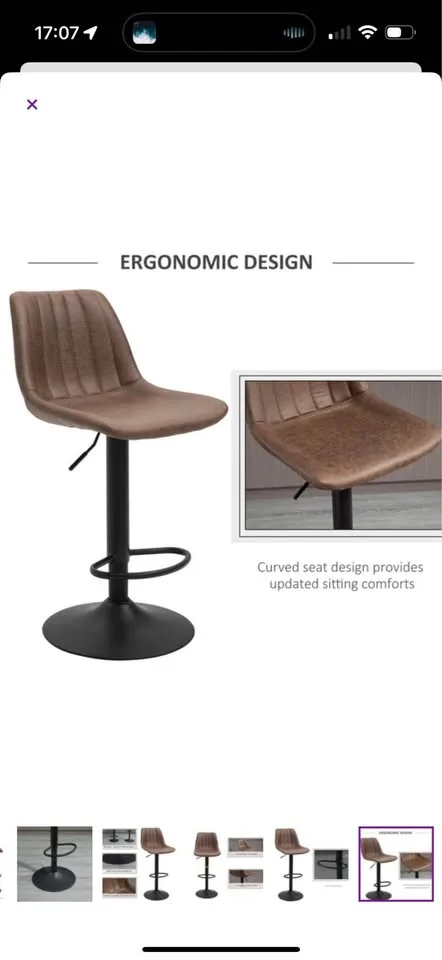 Brown Leather Adjustable Height Counter Chairs image indicator(6)