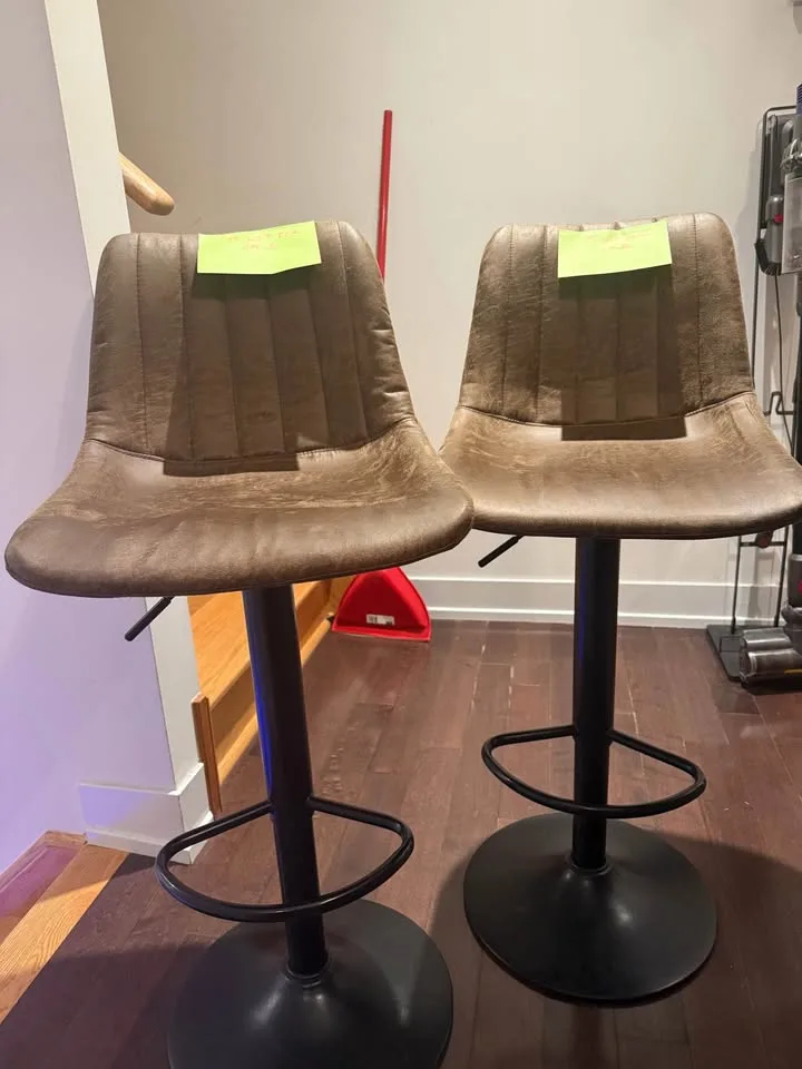 Brown Leather Adjustable Height Counter Chairs image indicator(8)