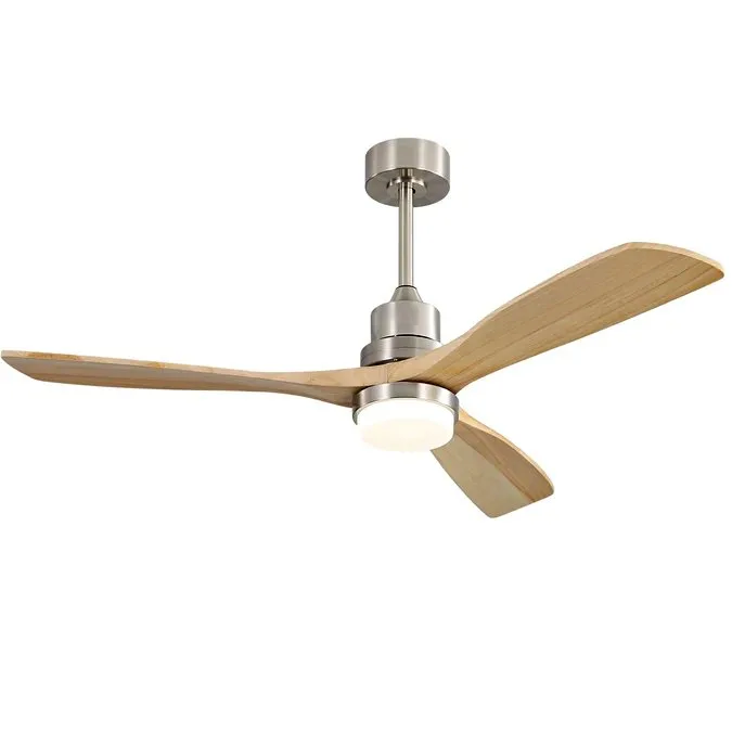 Brand New 52” Ceiling Fan Satin Nickel, natural wood thumbnail