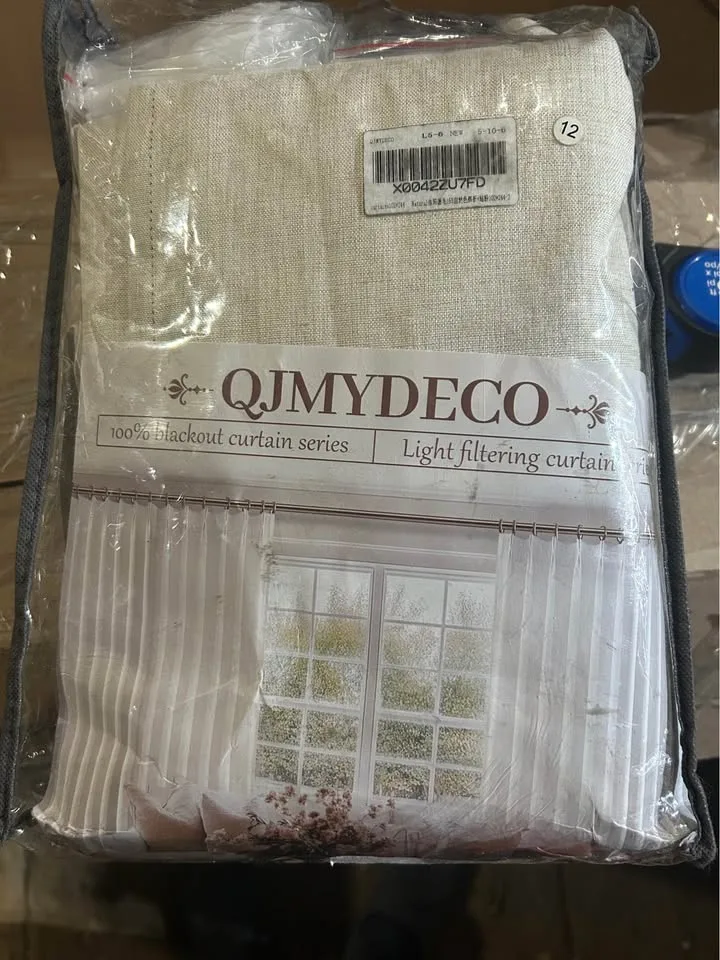 Beige White Blackout Curtains 102 Inches Long 2 Panels image indicator(2)