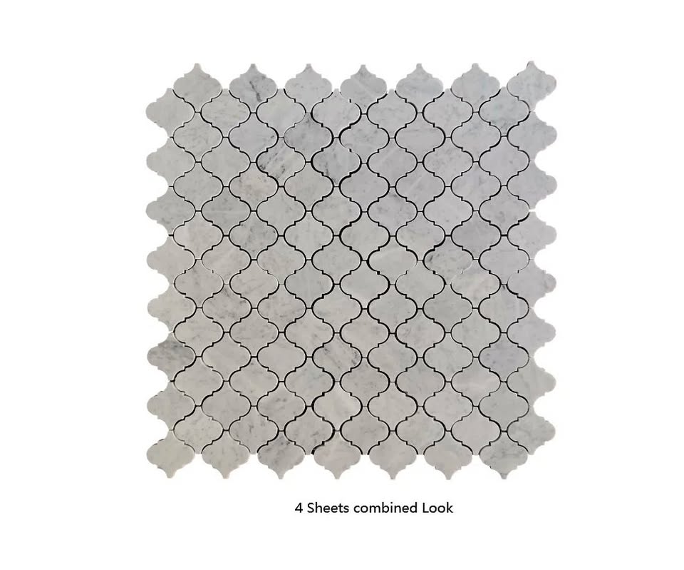 12” x 12” Carrara White Lantern Mosaic Marble Tile Sheets (Set o