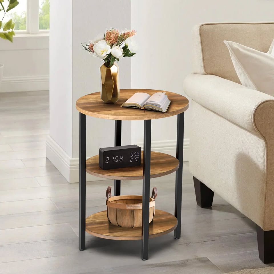 Jakwan Oval End Table with 3-Tier Storage Shelves - photo 2