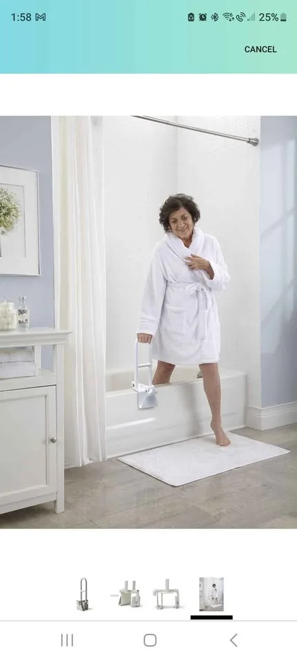 Midline bathtub bar, locks on the side of bathtub