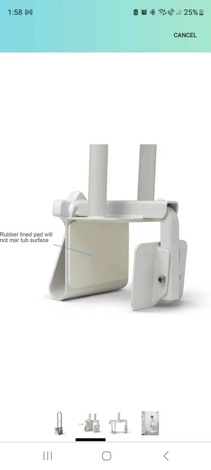 Midline bathtub bar, locks on the side of bathtub image indicator(3)