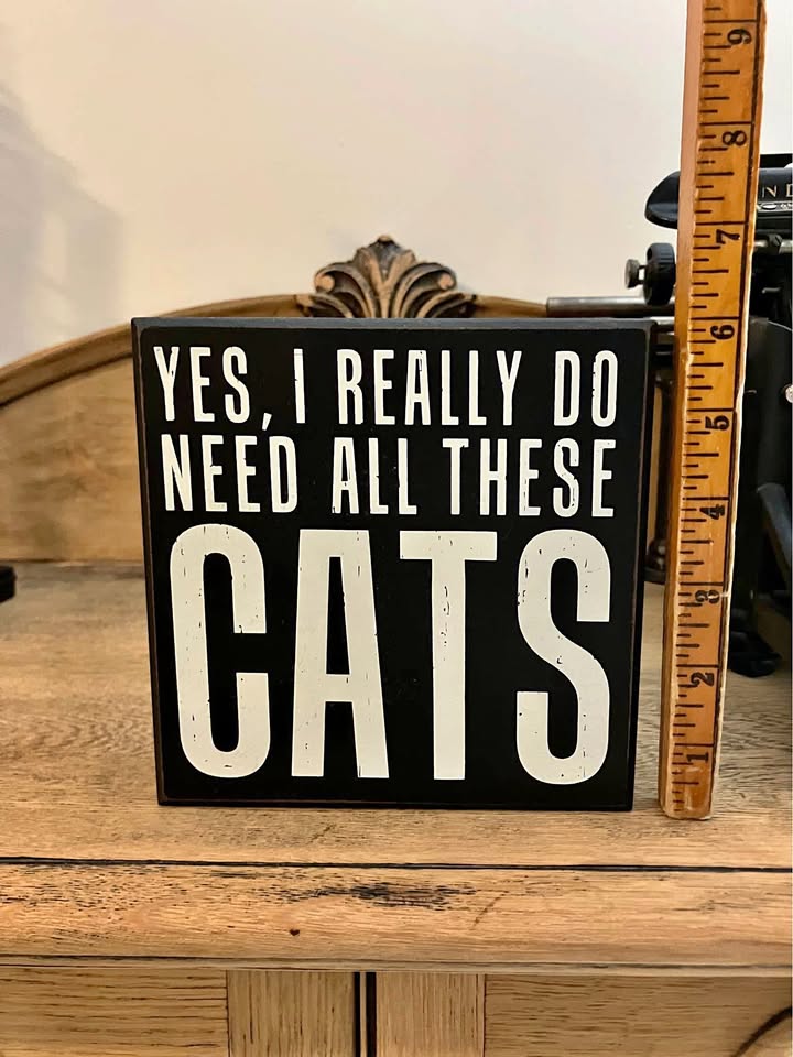 Primitives By Kathy Cats Wooden Box Desk/Shelf Art