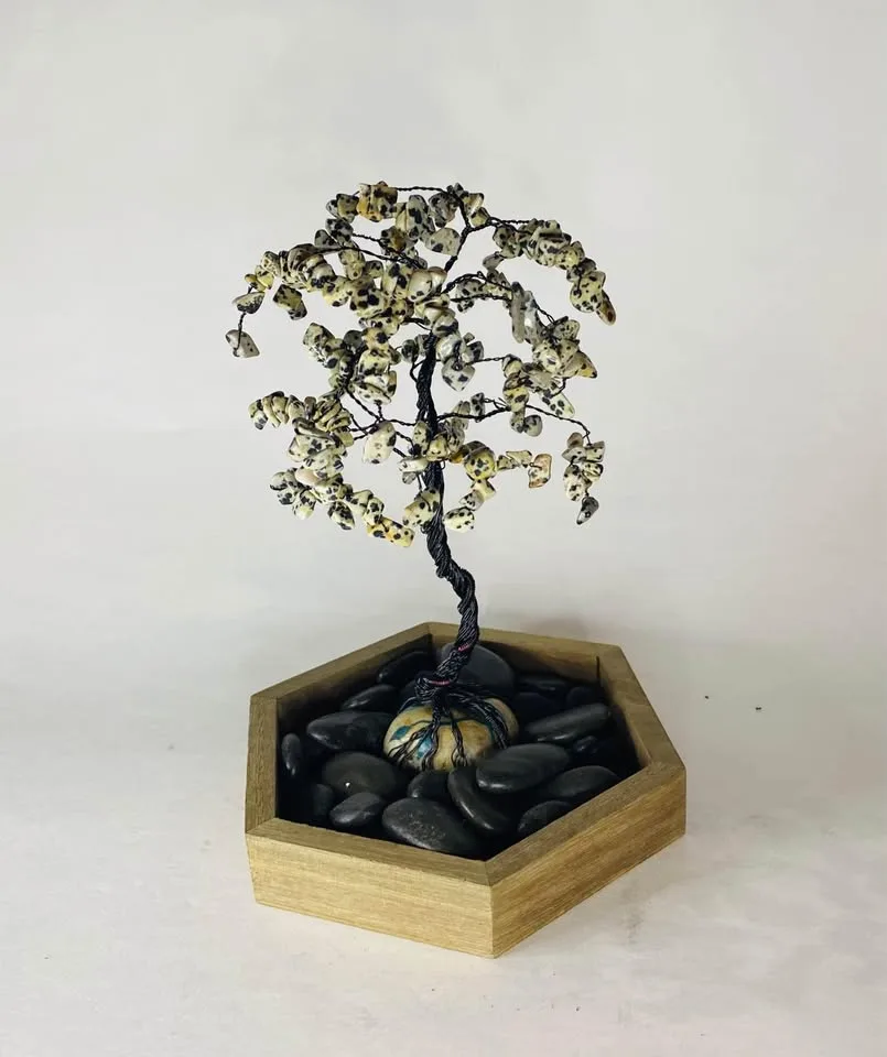 Dalmatian Jasper | Handcrafted Gemstone Tree Decor 7” image indicator(3)