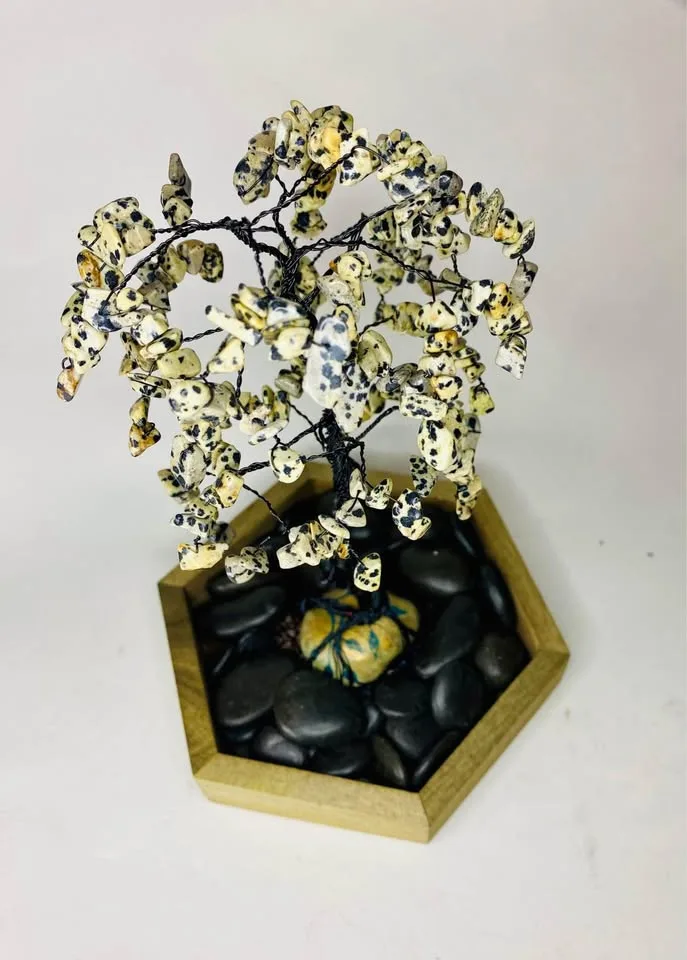 Dalmatian Jasper | Handcrafted Gemstone Tree Decor 7” image indicator(4)
