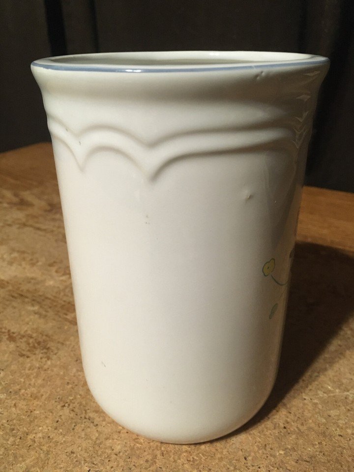 FLORAL EXPRESSIONS SPRAY STONEWARE 6" UTENSIL HOLDER VASE TAIWAN - photo 2