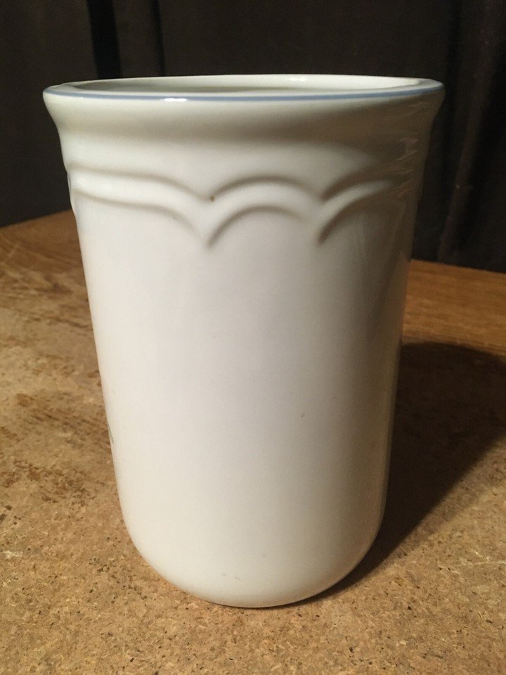 FLORAL EXPRESSIONS SPRAY STONEWARE 6" UTENSIL HOLDER VASE TAIWAN - photo 3