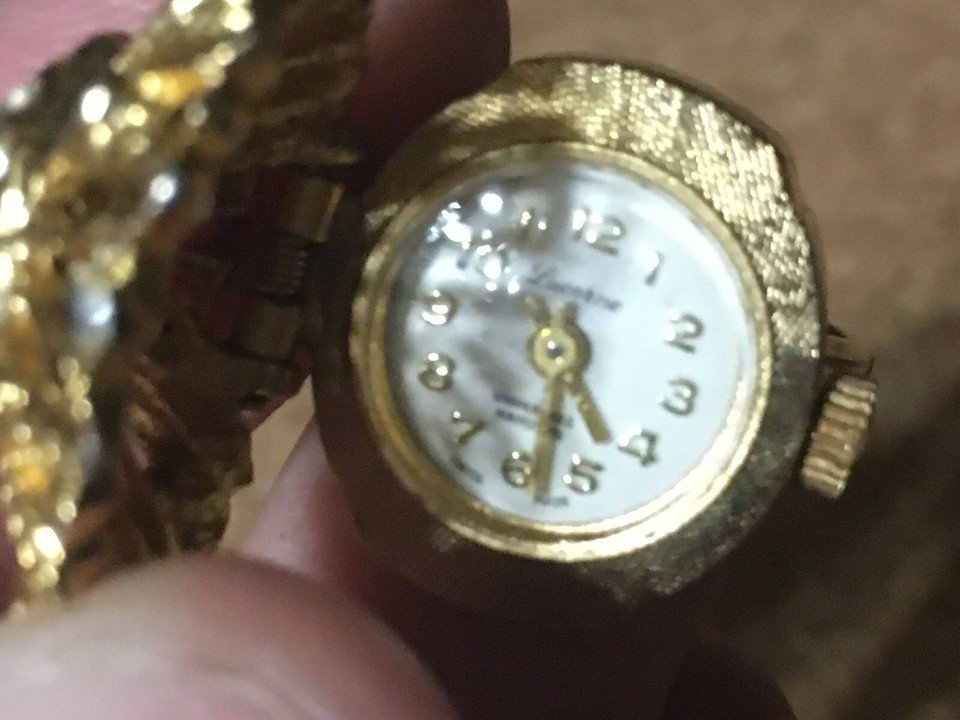 LUCERNE GOLD TONE WATCH RING RHINESTONES ADJUSTABLE RING SWISS M - photo 5