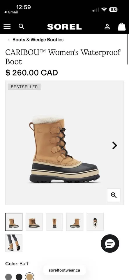 Sorel Women’s Winter & Snow Caribou Boots - Size 9 - Colour Buff image indicator(10)