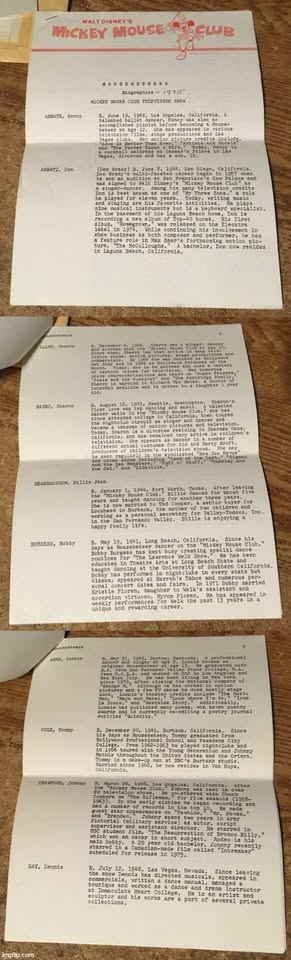 MICKEY MOUSE CLUB MOUSEKETEERS POSTCARD BIOGRAPHIES LETTER - photo 3