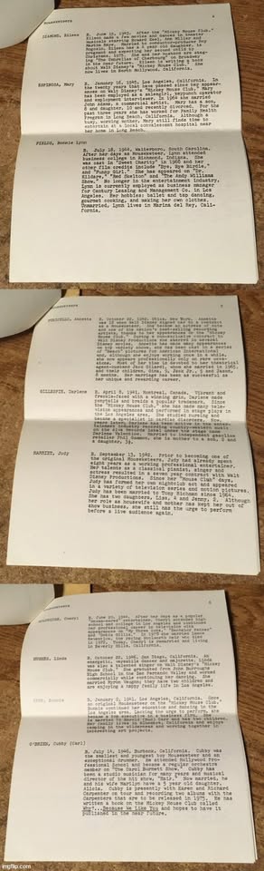 MICKEY MOUSE CLUB MOUSEKETEERS POSTCARD BIOGRAPHIES LETTER - photo 4